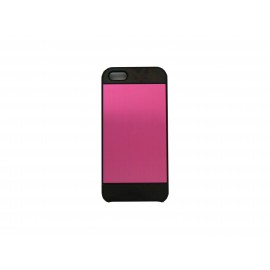 Coque pour Iphone 5 aluminium rose contour noir + film protection écran offert