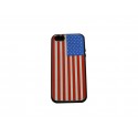 Coque pour Iphone 5 silicone drapeau USA/Etats Unis noir + film protection écran offert