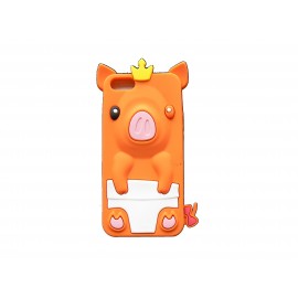 Coque pour Iphone 5 silicone cochon orange+ film protection écran offert
