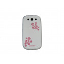 Coque pour Samsung I9300 Galaxy S3 silicone blanche cercles roses+ film protection écran offert