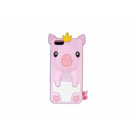 Coque pour Iphone 5 silicone cochon rose+ film protection écran offert