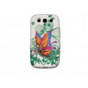 Coque pour Samsung I9300 Galaxy S3 silicone blanche papillon multicolore + film protection écran offert