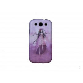 Coque pour Samsung I9300 Galaxy S3 violette dame robe violette + film protection écran offert