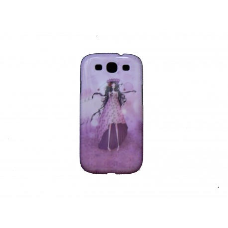 Coque pour Samsung I9300 Galaxy S3 violette dame robe violette + film protection écran offert