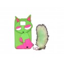 Coque pour Samsung I9100 Galaxy S2 silicone renard vert+ film protection écran offert