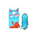 Coque pour Samsung I9100 Galaxy S2 silicone renard bleu+ film protection écran offert