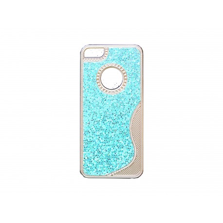 Coque pour Iphone 5 paillettes bleues métal+ film protection écran offert