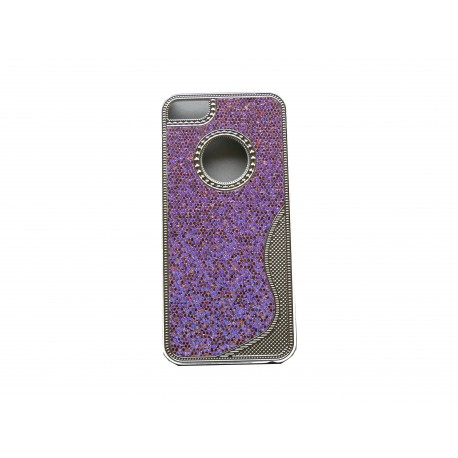 Coque pour Iphone 5 paillettes violettes métal+ film protection écran offert