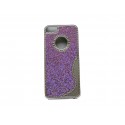 Coque pour Iphone 5 paillettes violettes métal+ film protection écran offert