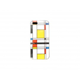 Coque pour Iphone 5 blanche à carreaux multicolores + film protection écran offert