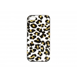 Coque pour Iphone 5 léopard velours blanche,noir et or  + film protection écran offert