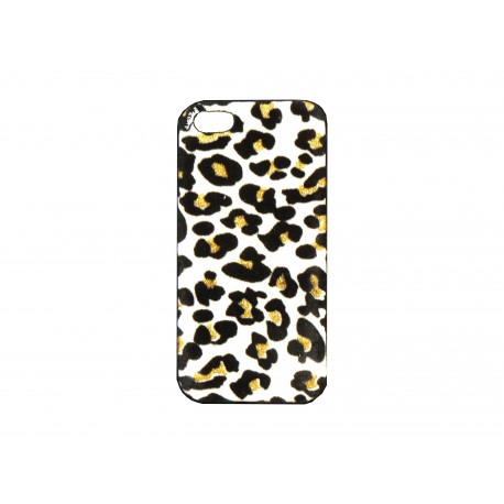 Coque pour Iphone 5 léopard velours blanche,noir et or  + film protection écran offert