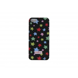 Coque pour Iphone 5 noire étoiles multicolores  + film protection écran offert