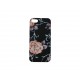 Coque pour Iphone 5 noire fleur saumon  + film protection écran offert