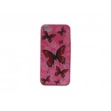 Coque pour Iphone 5 rose papillons rouges  + film protection écran offert