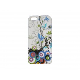 Coque pour Iphone 5 blanche cercles multicolores effet goutte d'eau  + film protection écran offert