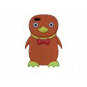 Coque pour Iphone 5 silicone pingouin marron nud papillon rouge + film protection écran offert