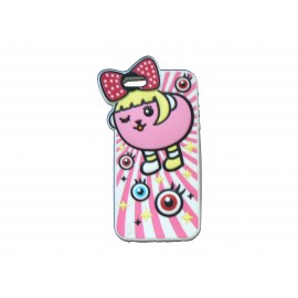 Coque pour Iphone 5 silicone rose poupée nud papillon rose  + film protection écran offert