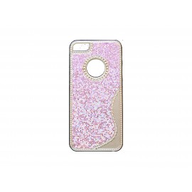 Coque pour Iphone 5 paillettes violettes + film protection écran offert