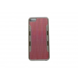 Coque pour Iphone 5 rose contour métal + film protection écran offert