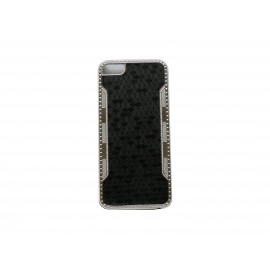 Coque pour Iphone 5 noire contour métal + film protection écran offert