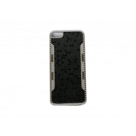 Coque pour Iphone 5 noire contour métal + film protection écran offert