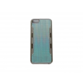 Coque pour Iphone 5 bleue contour métal + film protection écran offert