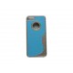 Coque pour Iphone 5 bleue paillettes argents contour métal + film protection écran offert