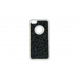 Coque pour Iphone 5 velours noir contour strass diamants + film protection écran offert