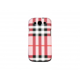 Coque pour Samsung I9300 Galaxy S3 à carreaux roses et noirs + film protection écran offert