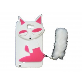 Coque pour Samsung Galaxy Note I9220/N7000 silicone renard blanc + film protection écran offert