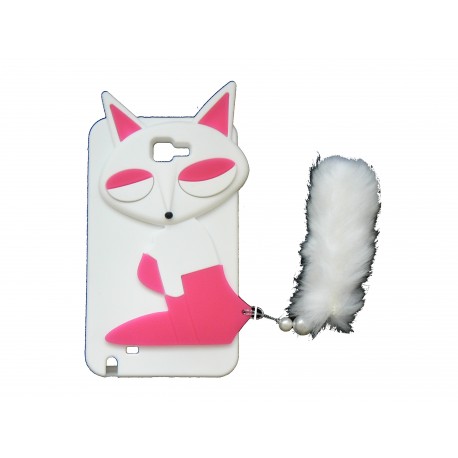 Coque pour Samsung Galaxy Note I9220/N7000 silicone renard blanc + film protection écran offert