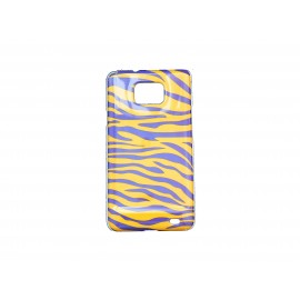 Coque pour Samsung I9100 Galaxy S2 zèbre jaune et bleu + film protection écran offert