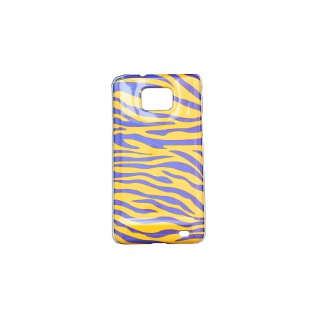 Coque pour Samsung I9100 Galaxy S2 zèbre jaune et bleu + film protection écran offert