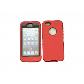 Coque pour Iphone 5 intégrale et incassable rouge + film protection écran offert