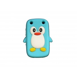 Coque pour Blackberry Curve 9320 silicone pingouin bleu turquoise + film protection écran offert