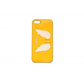 Coque pour Iphone 5 jaune avec des ailes d'ange + film protection écran