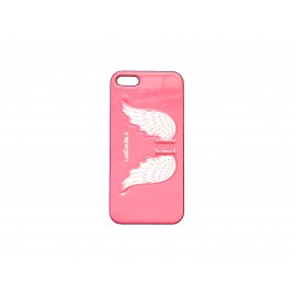 Coque pour Iphone 5 rose avec des ailes d'ange + film protection écran
