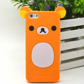 Coque pour Iphone 5 silicone koala orange oreilles jaunes  + film protection écran offert