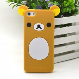 Coque pour Iphone 5 silicone koala marron oreilles jaunes  + film protection écran offert