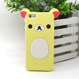Coque pour Iphone 5 silicone koala jaune clair oreilles roses  + film protection écran offert