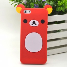Coque pour Iphone 5 silicone koala rouge fuschia oreilles jaunes  + film protection écran offert