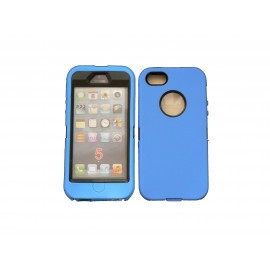 Coque pour Iphone 5 intégrale et incassable bleue + film protection écran offert