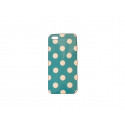 Coque pour Iphone 5 silicone semi-rigide bleue à pois blancs  + film protection écran offert