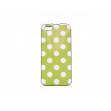 Coque pour Iphone 5 silicone semi-rigide verte à pois blancs  + film protection écran offert