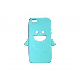 Coque pour Iphone 5 silicone ange bleu turquoise + film protection écran offert