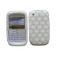Coque pour Blackberry 8520 curve silicone blanche strass diamants + film protection écran offert