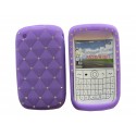 Coque pour Blackberry 8520 curve silicone violette strass diamants + film protection écran offert