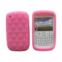 Coque pour Blackberry 8520 curve silicone rose strass diamants + film protection écran offert