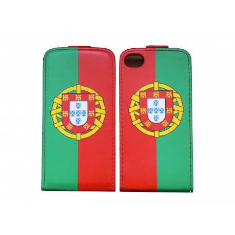 Pochette pour Iphone 4 en simili-cuir drapeau portugal+ film protection écran